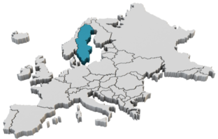 Europa kaart 3d geven geïsoleerd met blauw Zweden een Europese land png