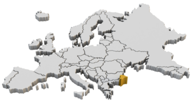 mapa da europa 3d render isolado com peru amarelo um país europeu png