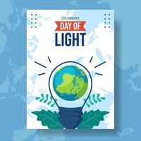 International Day of Light Vertical Poster Flat Cartoon Hand Drawn Templates Background Illustration vector