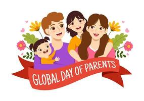 Global Day of Parents Illustration with Importance of Being a Parenthood and its Role in Kids in Flat Cartoon Hand Drawn for Landing Page Template vector