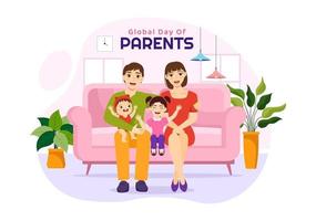 Global Day of Parents Illustration with Importance of Being a Parenthood and its Role in Kids in Flat Cartoon Hand Drawn for Landing Page Template vector