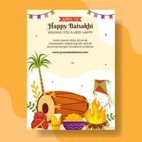 contento baisakhi vertical póster dibujos animados mano dibujado plantillas antecedentes ilustración vector