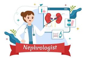 Nephrologist Illustration with Cardiologist, Proctologist and Treat Kidneys Organ in Flat Cartoon Hand Drawn for Web Banner or Landing Page Templates vector