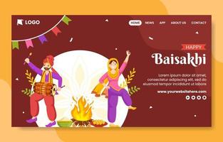 Happy Baisakhi Social Media Landing Page Hand Drawn Template Background Illustration vector