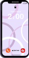 Mobile lock screen showing the digital time and some icon png