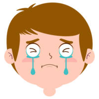 chico llorando y asustado cara dibujos animados linda png