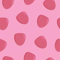 Seamless summer pattern with strawberries on a pink background vector