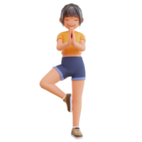 carino ragazze yoga posa 3d cartone animato illustrazione png