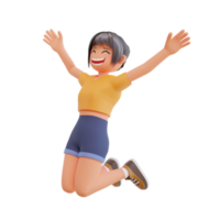 fofa meninas sorridente posando feliz 3d desenho animado ilustração png
