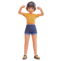 Cute girls smiling posing happy 3d cartoon illustration png