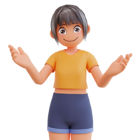 Cute girls explain something 3d cartoon illustration png