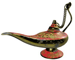 Genie Lamp gold high quality 3d render png