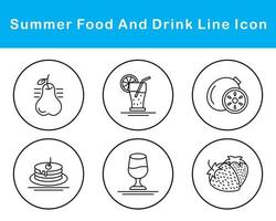 Summer Food And Drink Vector Icon Set