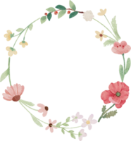 watercolor tiny wild flower botanical wreath frame png