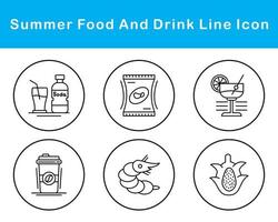 Summer Food And Drink Vector Icon Set