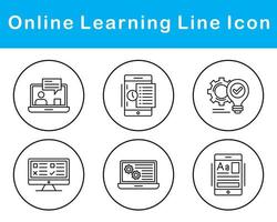 en línea aprendizaje vector icono conjunto