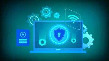 Security Awareness, Cyber technology security, Blue abstract hi speed internet technology, vector