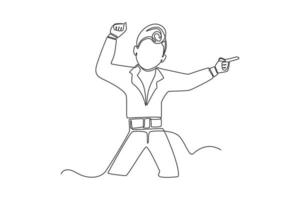 Continuous one-line men wear 70s clothes while dancing. 70s style concept single line draws design graphic vector illustration