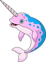 Cute narwhal cartoon on white background vector