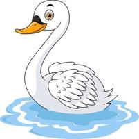 Cute swan cartoon on white background vector