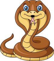 Cute brown snake cartoon on white background vector