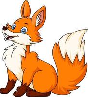 Cute little fox cartoon on white background vector