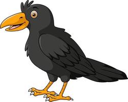 Cute crow cartoon on white background vector