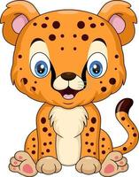 Cute baby leopard cartoon sitting vector