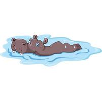 Cute hippo cartoon in water vector