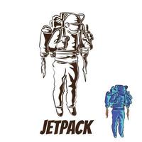 chico volador utilizando jetpack vector ilustración.