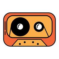 An old audio cassette for a player from the 70s. Retro style. White background, isolate. Vector illustration.