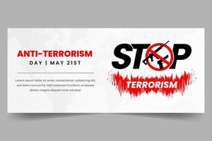 Anti-terrorism day May 21st with stop terrorism campaign horizontal banner vector