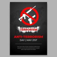 Anti-terrorism day May 21st flyer design with guns forbidden illustration vector