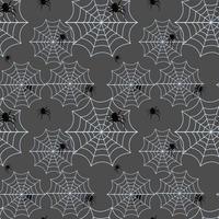 Seamless pattern with spider web. Halloween decoration with cobwebs. Spiderweb flat vector illustration. Horror, fear, creepy cartoon art concept. Outline sketch on black background.