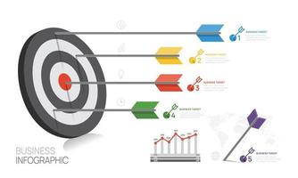 Infographic template for business. 5 Steps Target diagram businessman with staircase, presentation vector infographic.