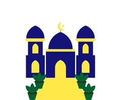Flat Mosque With Flower Pot Design Vector Illustrator