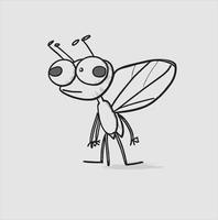 Black silhouette fly cartoon vector illustration. Isolated white background. Fly icon. for logo or coloring book