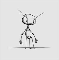 Black ant cartoon vector illustration. Isolated white background. Profile ant side view insect icon.