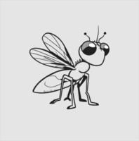 Black silhouette fly cartoon vector illustration. Isolated white background. Fly icon. for logo or coloring book