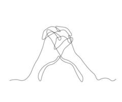 abstract Hands Holding Each other with fingers crossed Continuous One Line Drawing vector