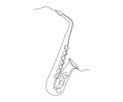 abstract Saxophone Continuous On Line Drawing vector