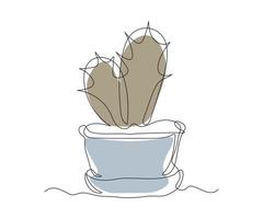 Abstract Cactus Continuous On Line Drawing vector