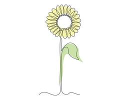 abstract Sunflower Flower Continuous On Line Drawing vector