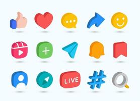 3d set of social media icon elements vector