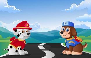 Paw Patrol Concept with Landscape Background vector