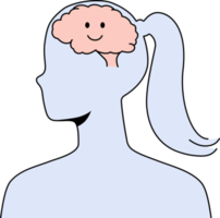 Smiling brain in woman head png