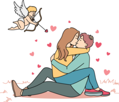 Cupido disparo a Pareja en amor png