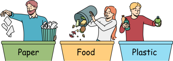 People sorting garbage png