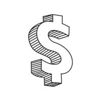 dollar doodle icon, sign and symbol. finance currency vector illustration.