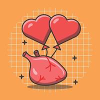 Vector illustration of an organ with a heart shaped balloon. Celebrating World Organ Donor Day.